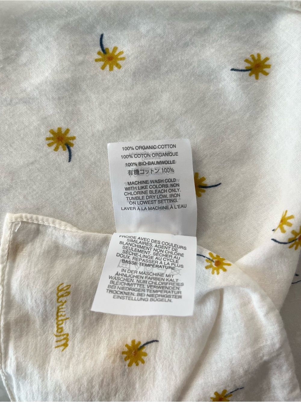Madewell 100% Organic Cotton Handkerchief | Cream and Yellow Flower Print - Picture 5 of 7